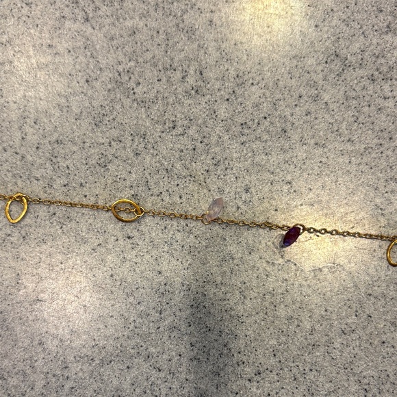 Gold Necklace with Multicolor Gem Accents - Picture 6 of 6